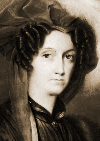 KI generiert: Das Bild zeigt ein historisches Porträt einer Frau mit einem eleganten Hut und einem anspruchsvollen Kleid. Sie blickt direkt zum Betrachter, und der Stil vermittelt eine klassische, zeitgenössische Ästhetik.