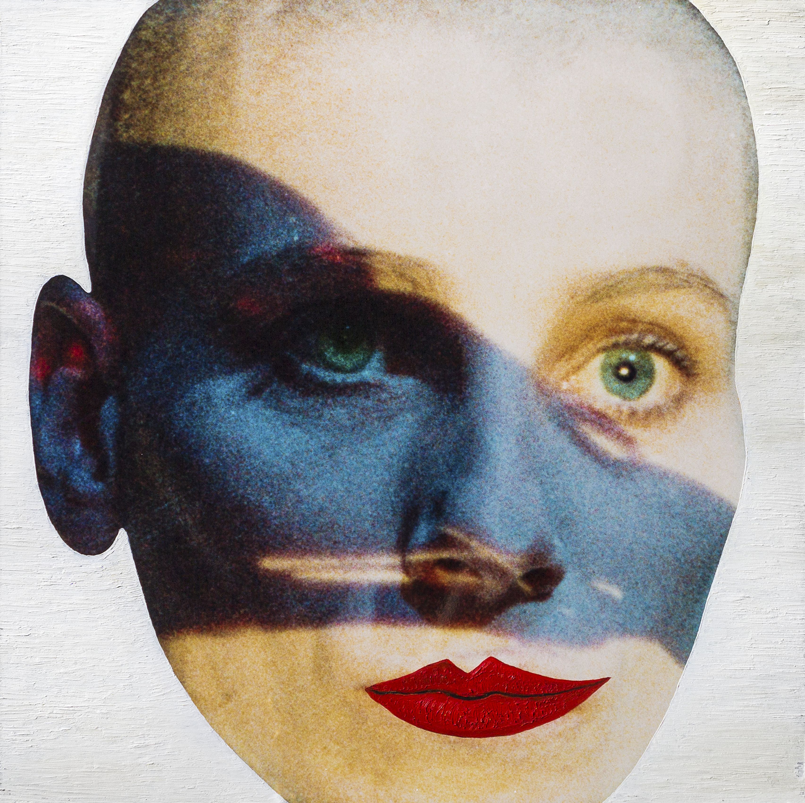 KI generiert: Das Bild zeigt ein surrealistisch anmutendes Porträt, bei dem ein Gesicht mit einem Spiel von Licht und Schatten sowie roten Lippen hervorgehoben wird. Der Fokus liegt auf der starken Farbkontrastierung und der intensiven Darstellung der Augen.